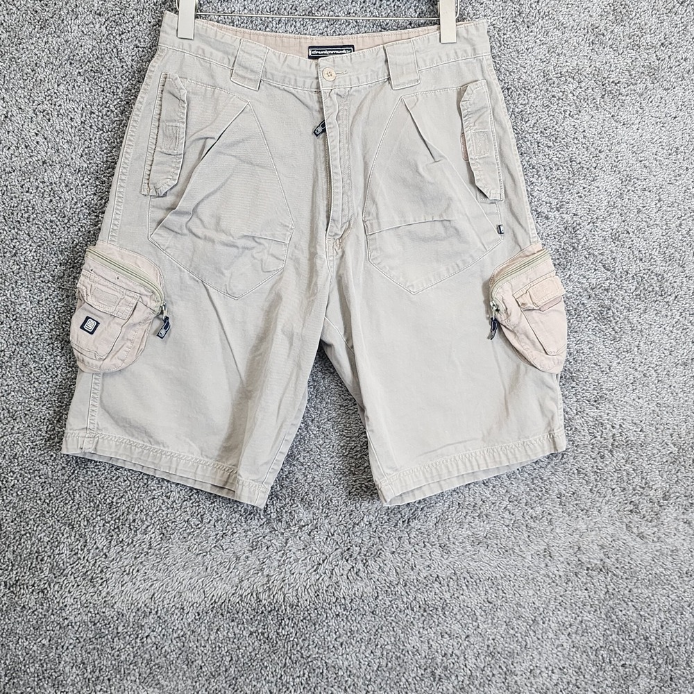 Vintage Drunknmunky Cargo‎ Shorts Men's Size 34x12 Beige Khaki Long Skate Grunge